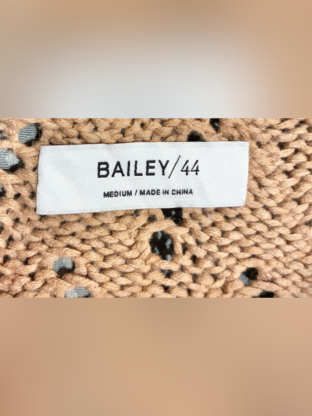 Bailey 44 V-Neck Open Knit Sweater Sz M Beige Brown Cotton Silk Blend Basic - Picture 9 of 11